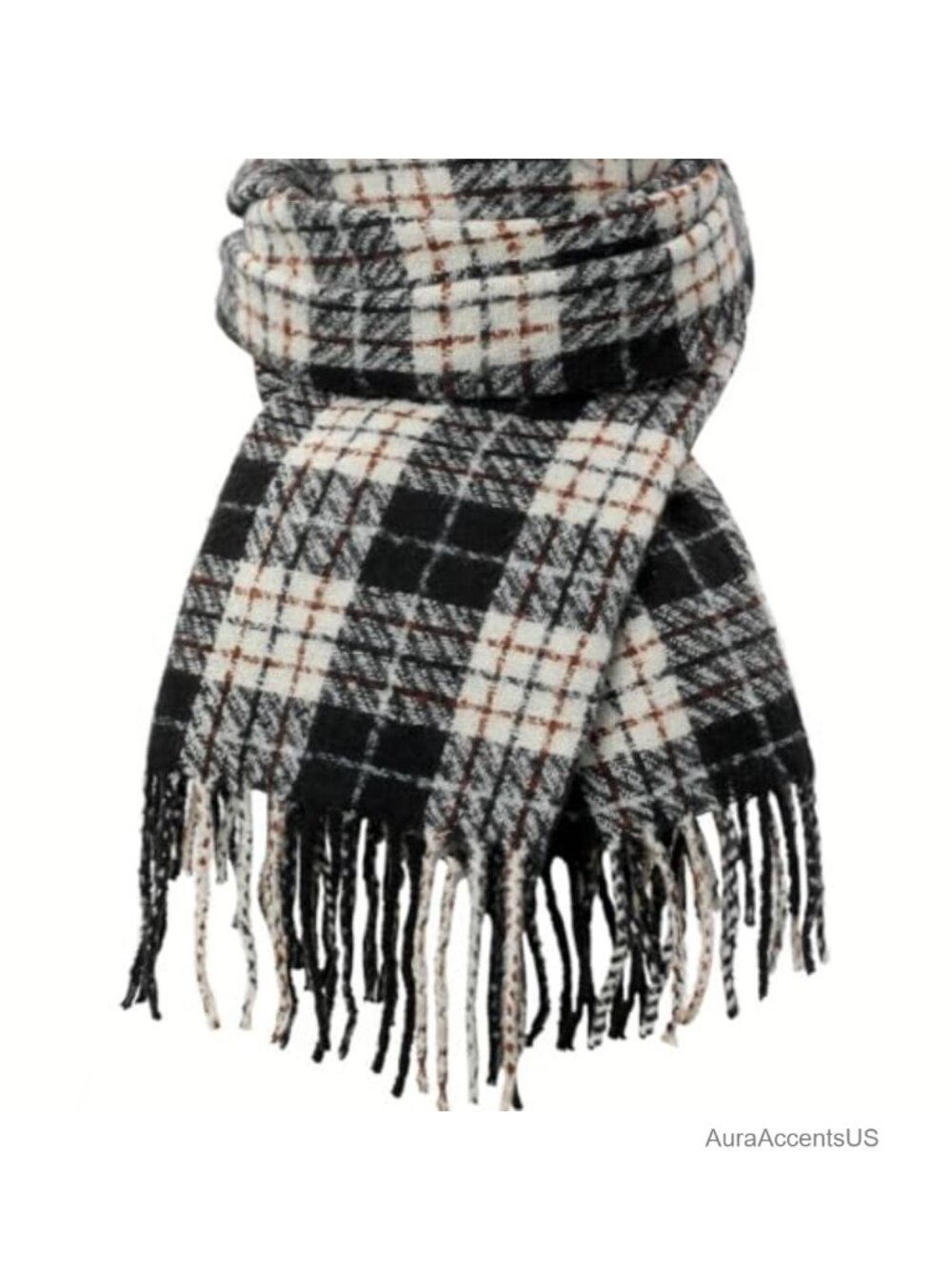 Oversized Plaid Winter Scarf Shawl Wrap Tassel Cashmere Feel Blanket Scarf